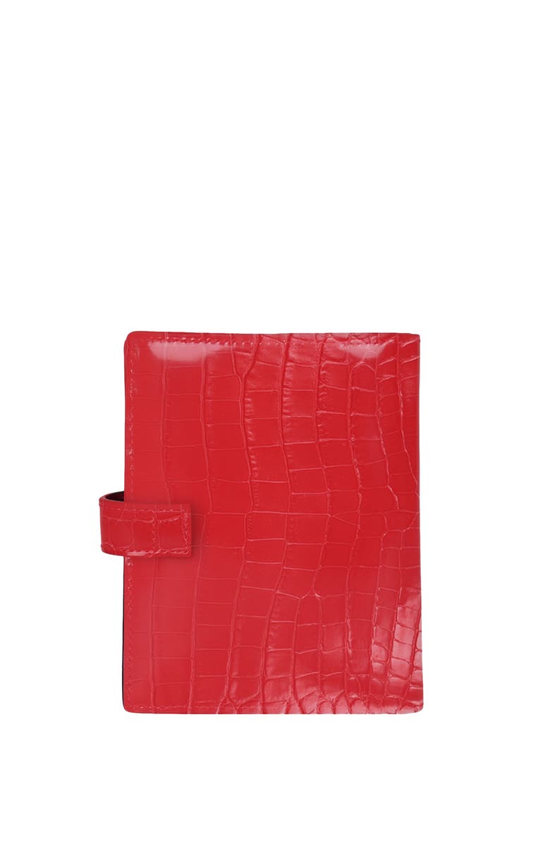 HYER GOODS Upcycled Leather Passport Wallet with Zipper Coin Pocket, Alternate, color, Bright Red Croco