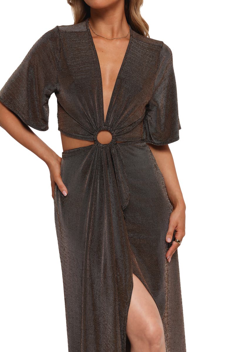 Petal & Pup Blanca Metallic Cutout Detail Dress, Alternate, color, Black/Rose Gold