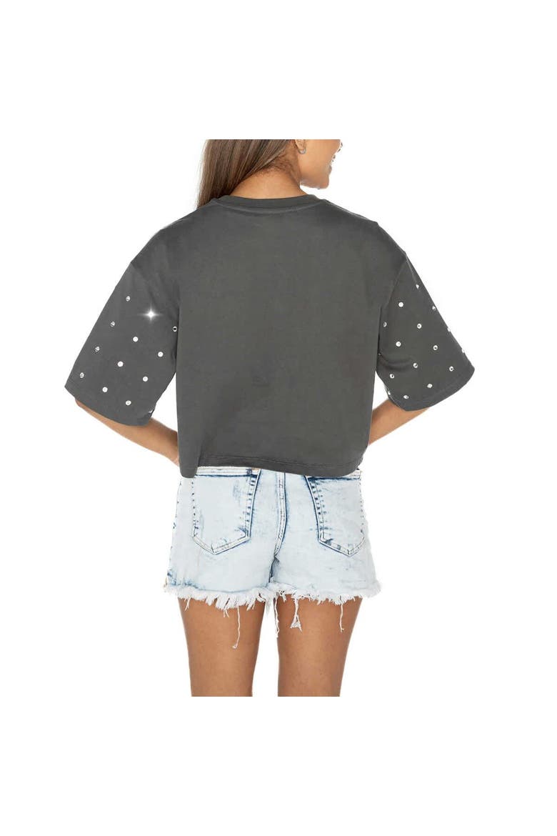 Women's Gameday Couture Gray Michigan Wolverines Go Time Rhinestone Crop T-Shirt, Alternate, color, Gray