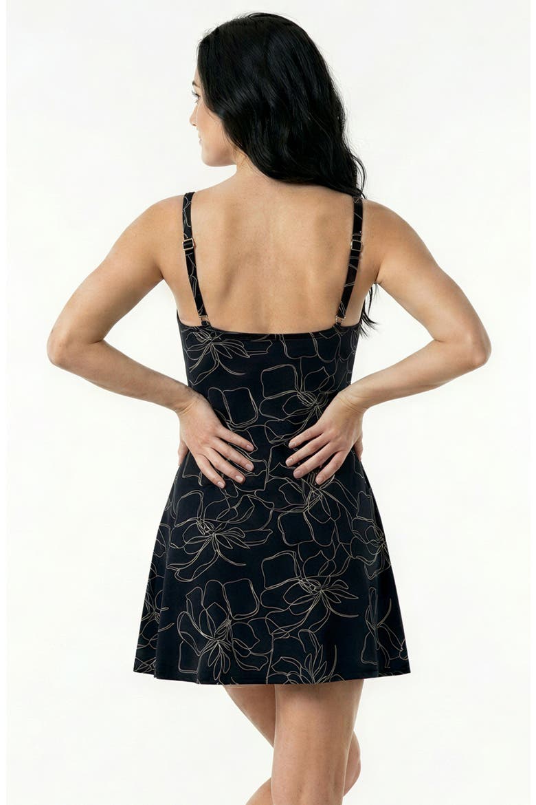 Alana Wrap-Style Swim Dress With Hidden Bottoms and Adjustable Straps, Alternate, color, Black Floral