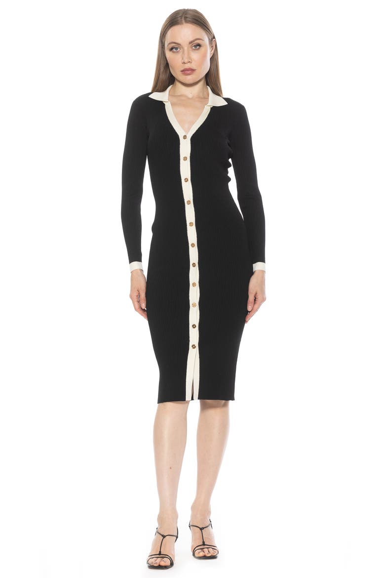 Cordelia Knit Long Sleeve Shirtdress, Alternate, color, BLACK
