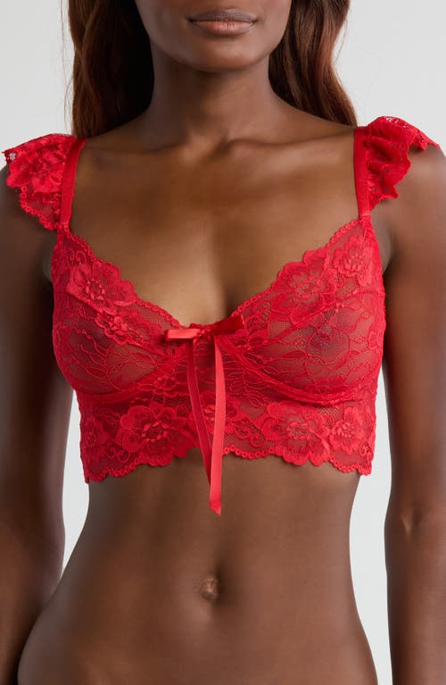Coquette Lace Longline Bralette In Red