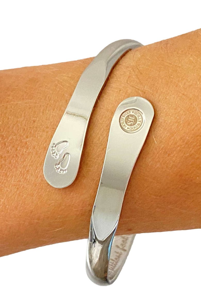 Hollywood Sensation Baby Bracelets Engraved The littlest feet makes the biggest footprint in your heart, Alternate, color, Silver