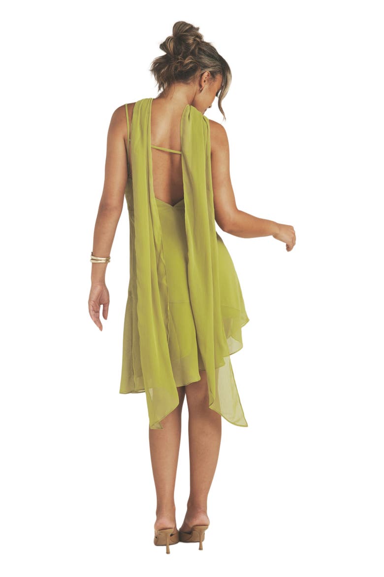 Ava Cowl Neck Chiffon Mini Dress, Alternate, color, Green