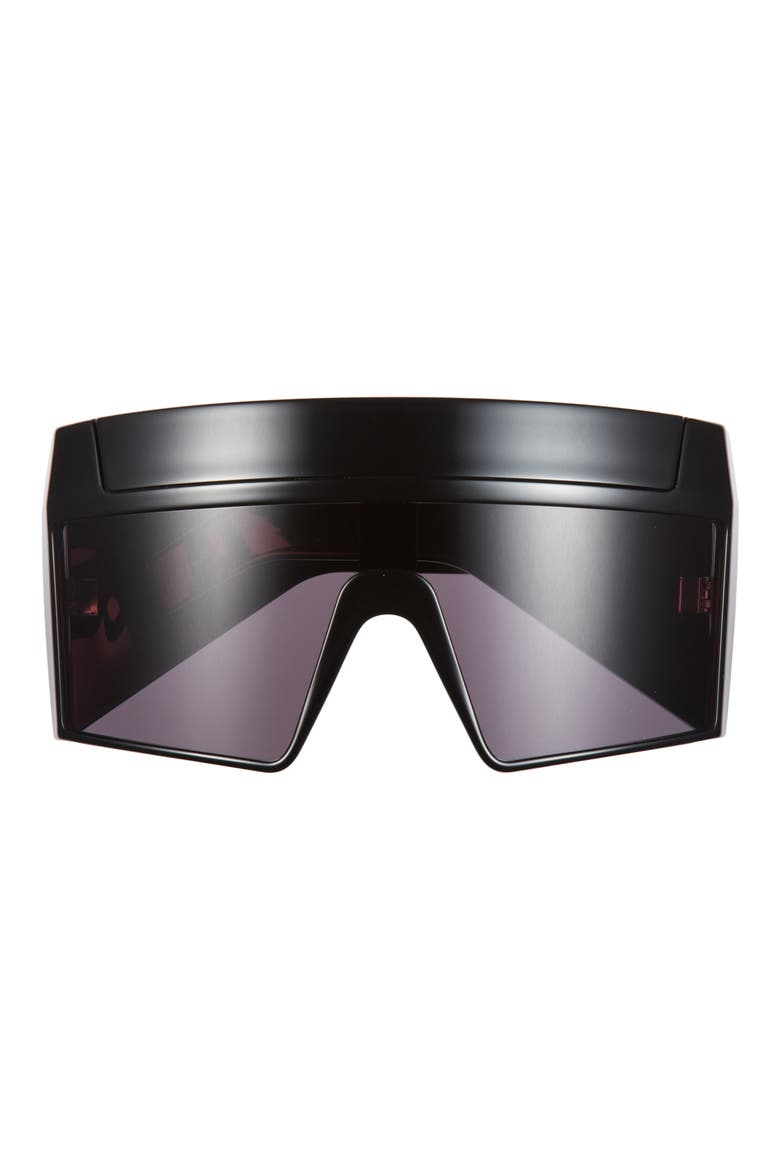x SUICIDEBANDOFFICIAL Rev Shiny Shield Sunglasses, Main, color, BLACK TEMPLES/BLACK LENS
