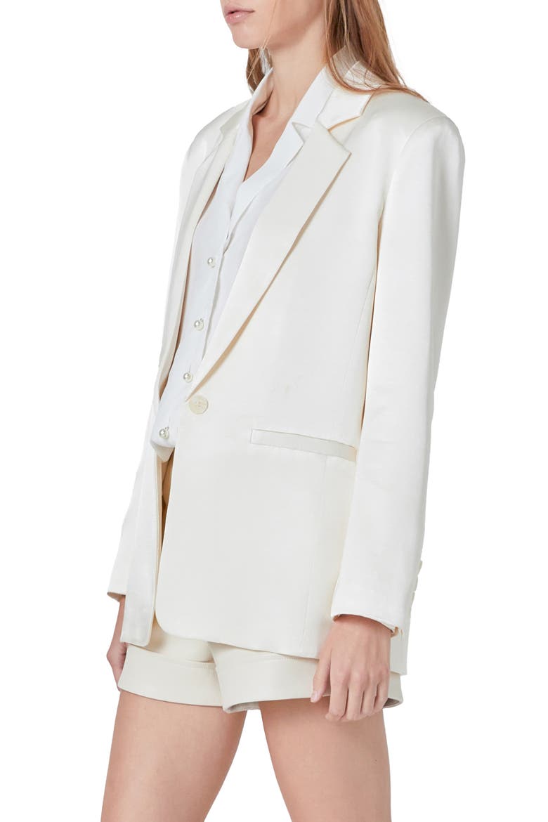 Relaxed Satin Blazer, Alternate, color, CHAMPAGNE
