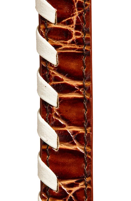 Dries Van Noten Whipstitch Croc Embossed Leather Belt In Gold
