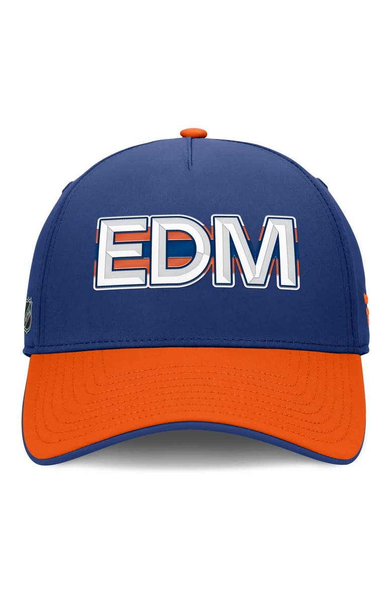 FANATICS Men's Fanatics Royal/Orange Edmonton Oilers Authentic Pro Rink Team Code Flex Hat, Alternate, color, Royal