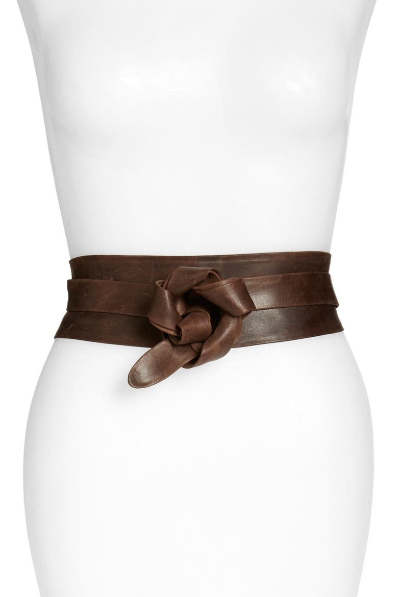 Leather Wrap Belt, Alternate, color, CHOCOLATE