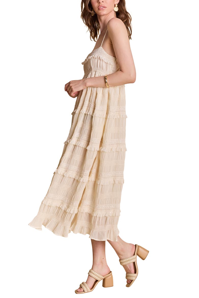 Smocked Ruffle Sleeveless Maxi Dress, Alternate, color, CREAM