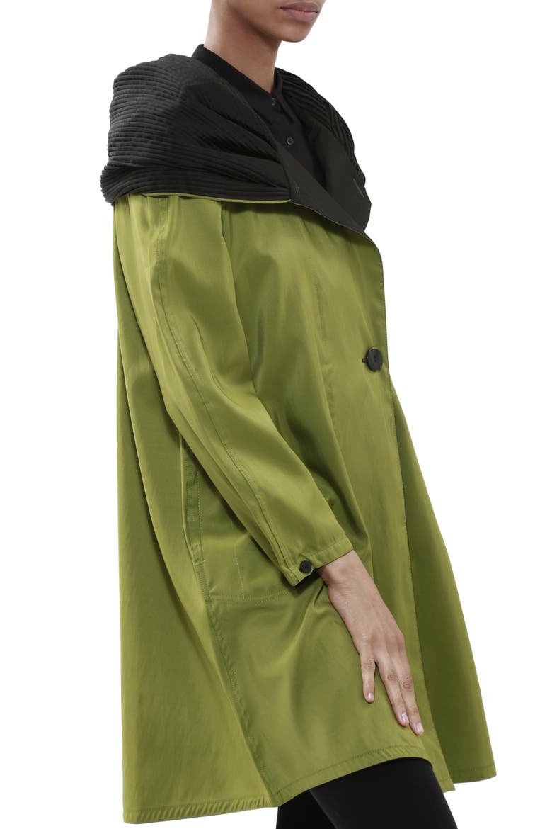 Donatella Reversible Hooded Raincoat, Alternate, color, GRASS / BLACK