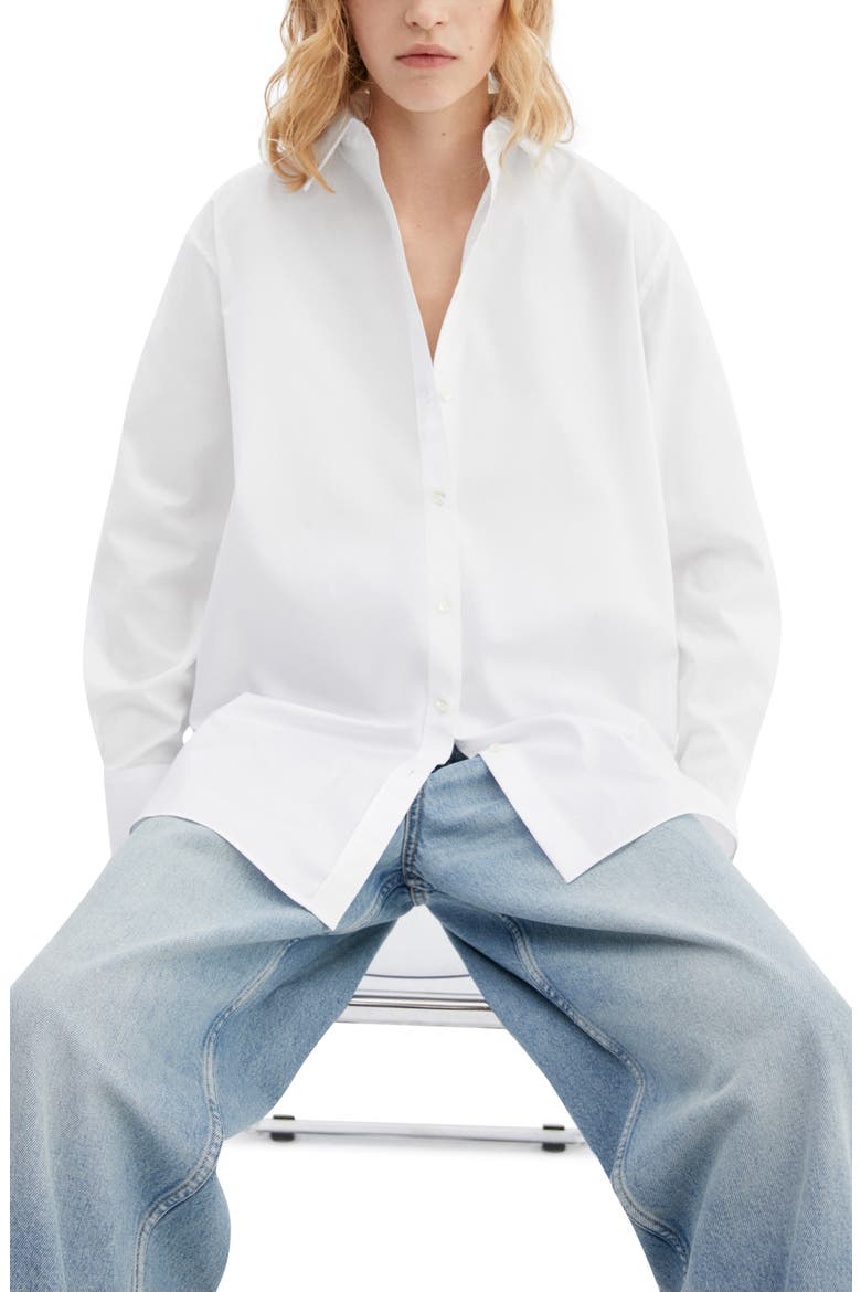 Oversize Cotton Button-Up Shirt, Alternate, color, WHITE