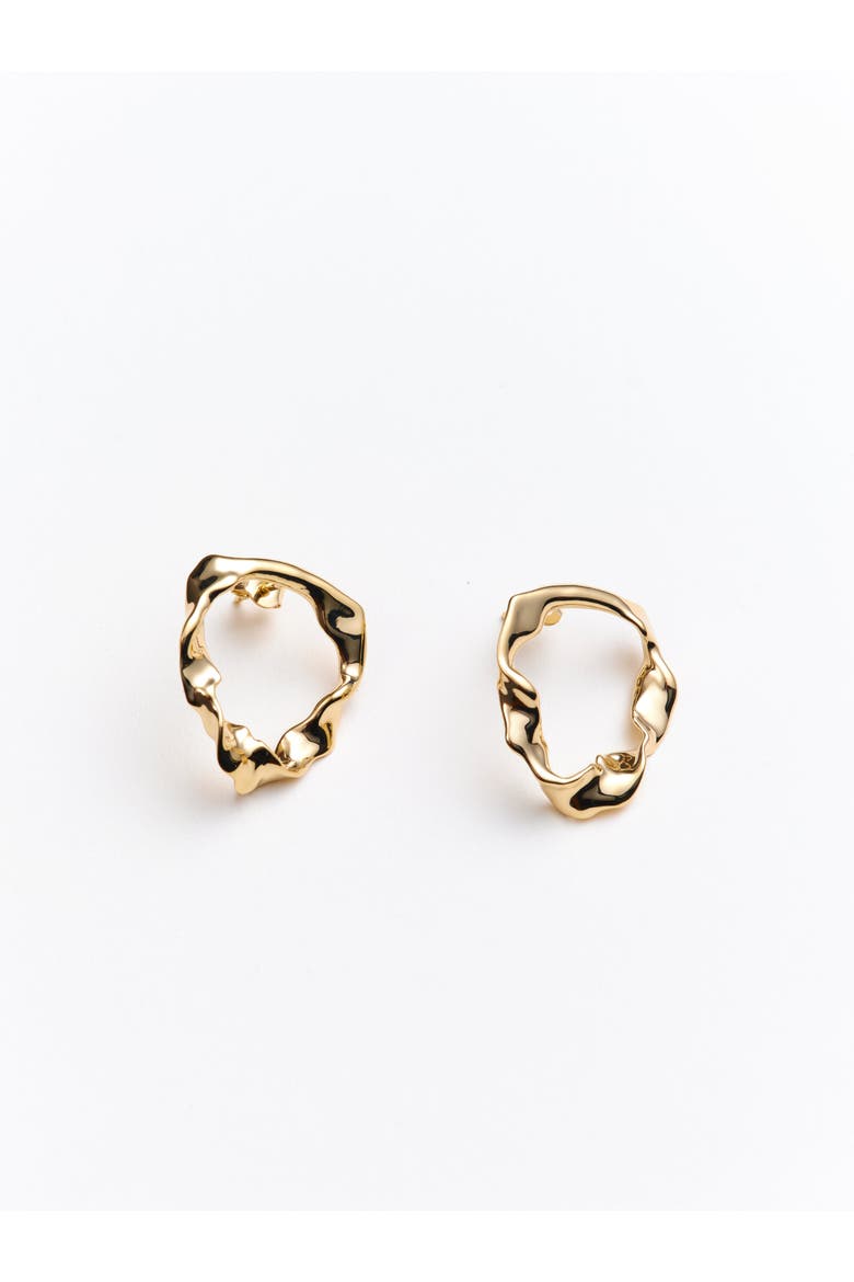 Nicola Beaten Round Earrings, Main, color, Recycled Gold Vermeil