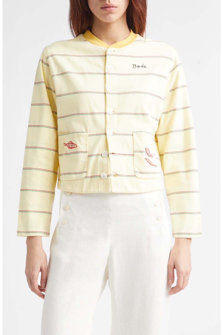 Summertime Stripe Cotton Cardigan, Main, color, YELLOW MULTI