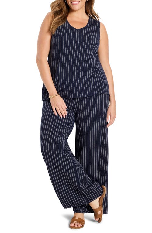 Nic + Zoe Nic+zoe Destination Stripe Sweater Tank In Blue