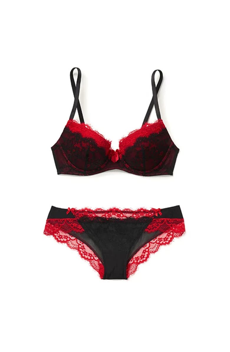 Adore Me Emanuelly Push Up Balconette Bra, Alternate, color, Black