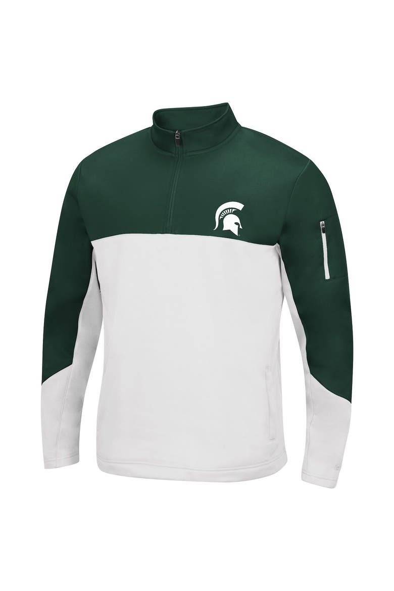 Men's Colosseum Green/White Michigan State Spartans Triple Dog Dare Quarter-Zip Jacket, Alternate, color, Green