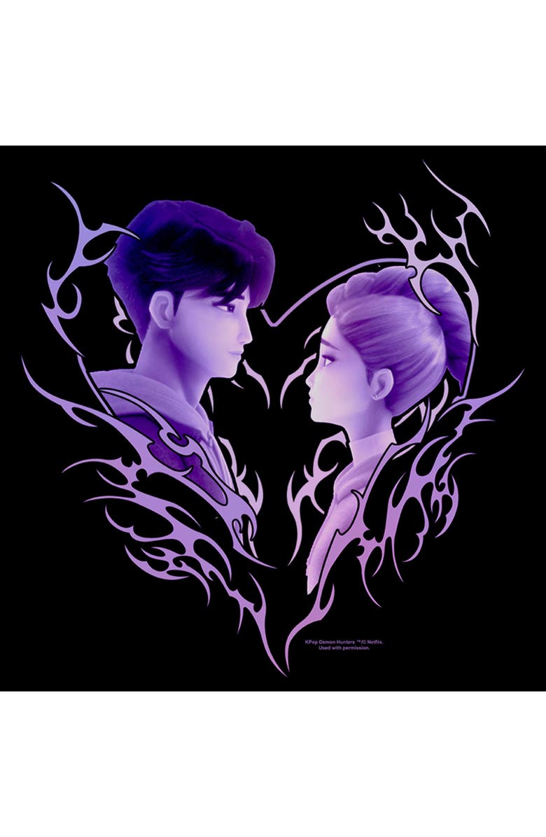 KPop Demon Hunters Men's KPop Demon Hunters Jinu and Rumi Love Pull Over Hoodie, Alternate, color, Black