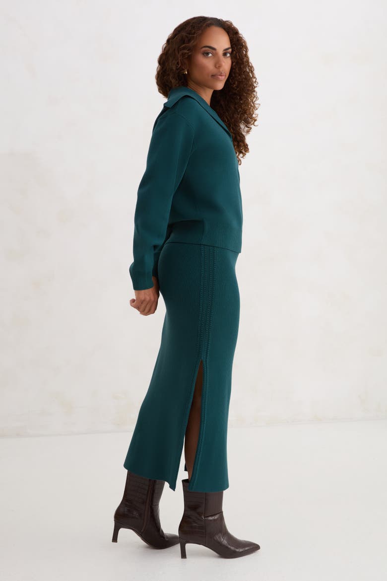 The Rib Sweater Skirt, Alternate, color, DARK MOSS