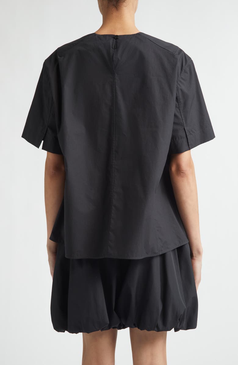 Jil Sander Plastron Back Button Cotton Poplin Top, Alternate, color, Black