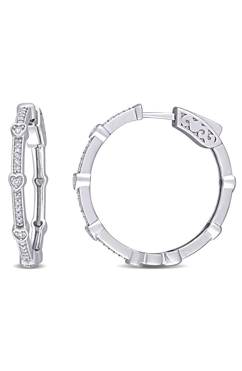 Julianna B. Diamond Heart Station Hoop Earrings 10k, Main, color,