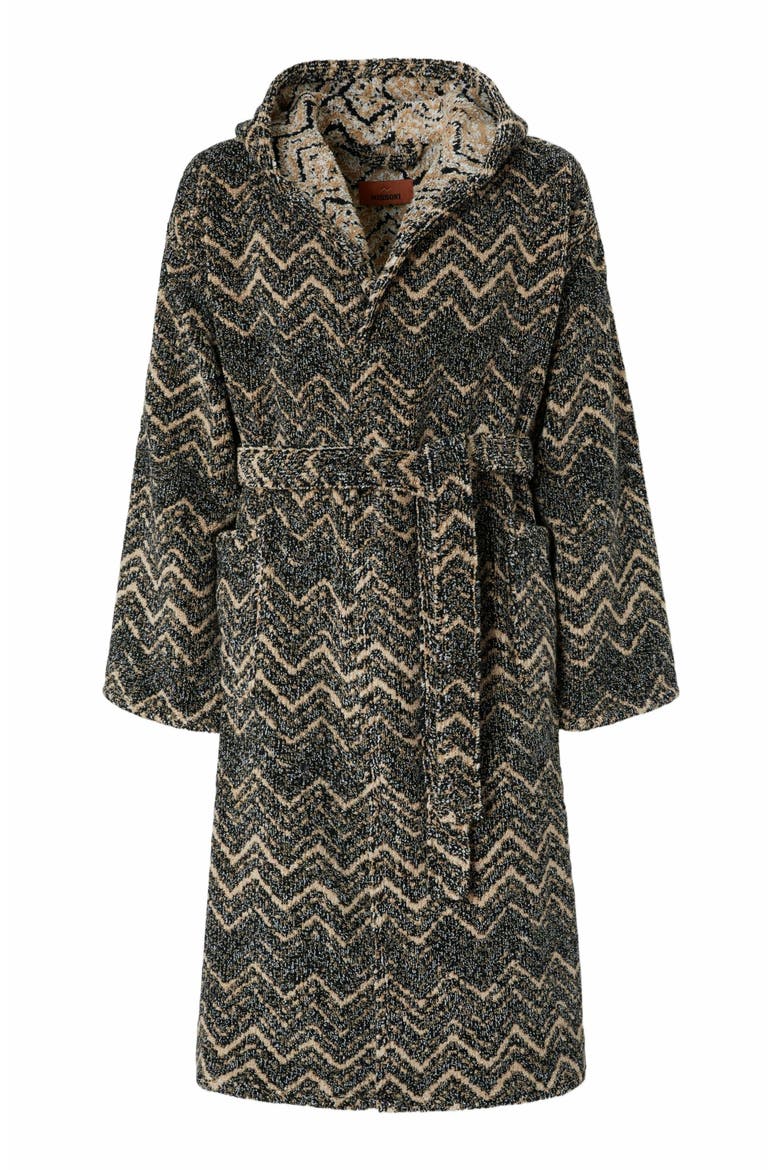 Azul Cotton Terry Chevron Bathrobe, Main, color, Brown