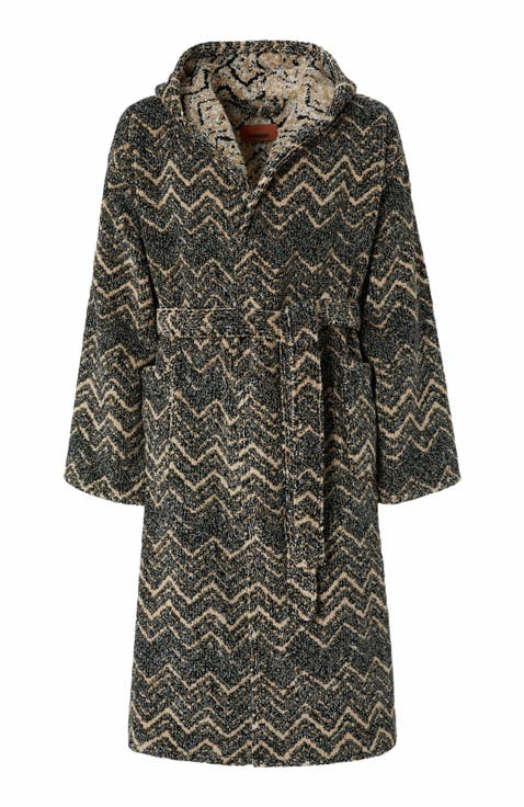 Azul Cotton Terry Chevron Bathrobe