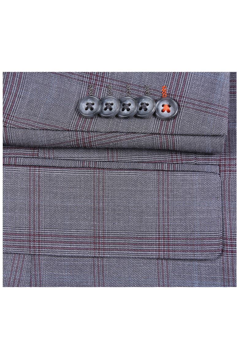 Trim Fit Plaid Two-Piece Suit, Alternate, color, GRAY