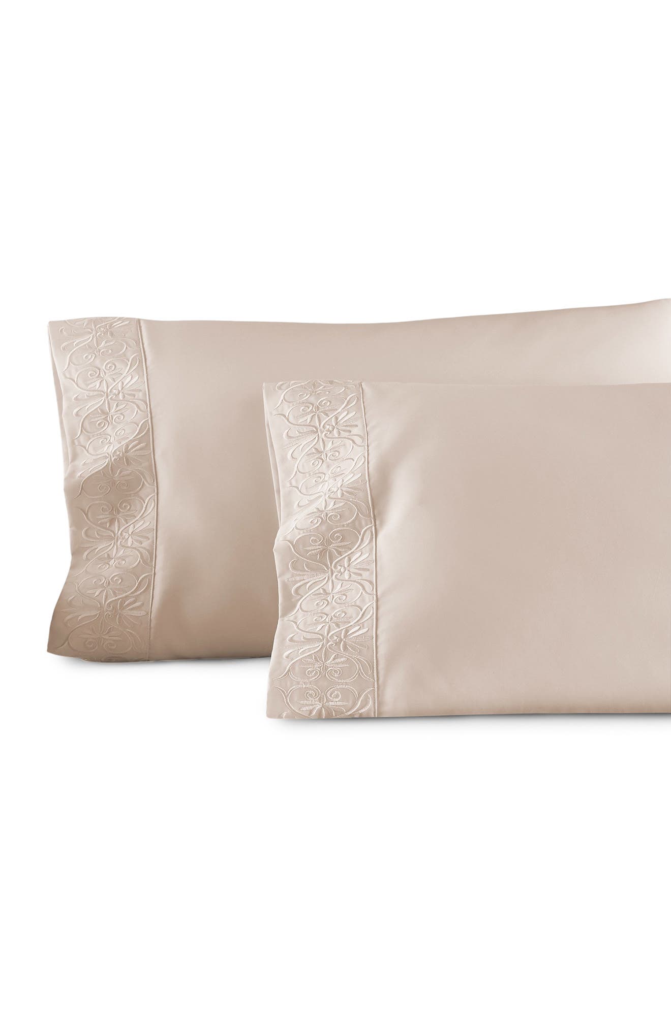 Pure Parima Egyptian Cotton Sateen Embroidered Ariane Pillowcase Set