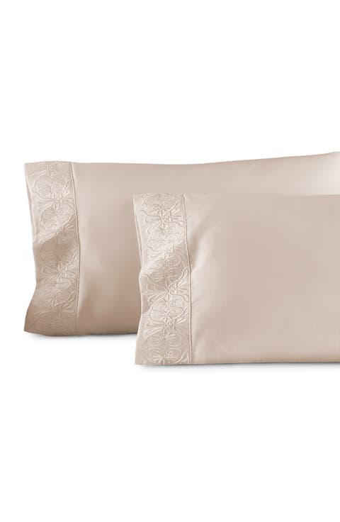 Egyptian Cotton Sateen Embroidered Ariane Pillowcase Set