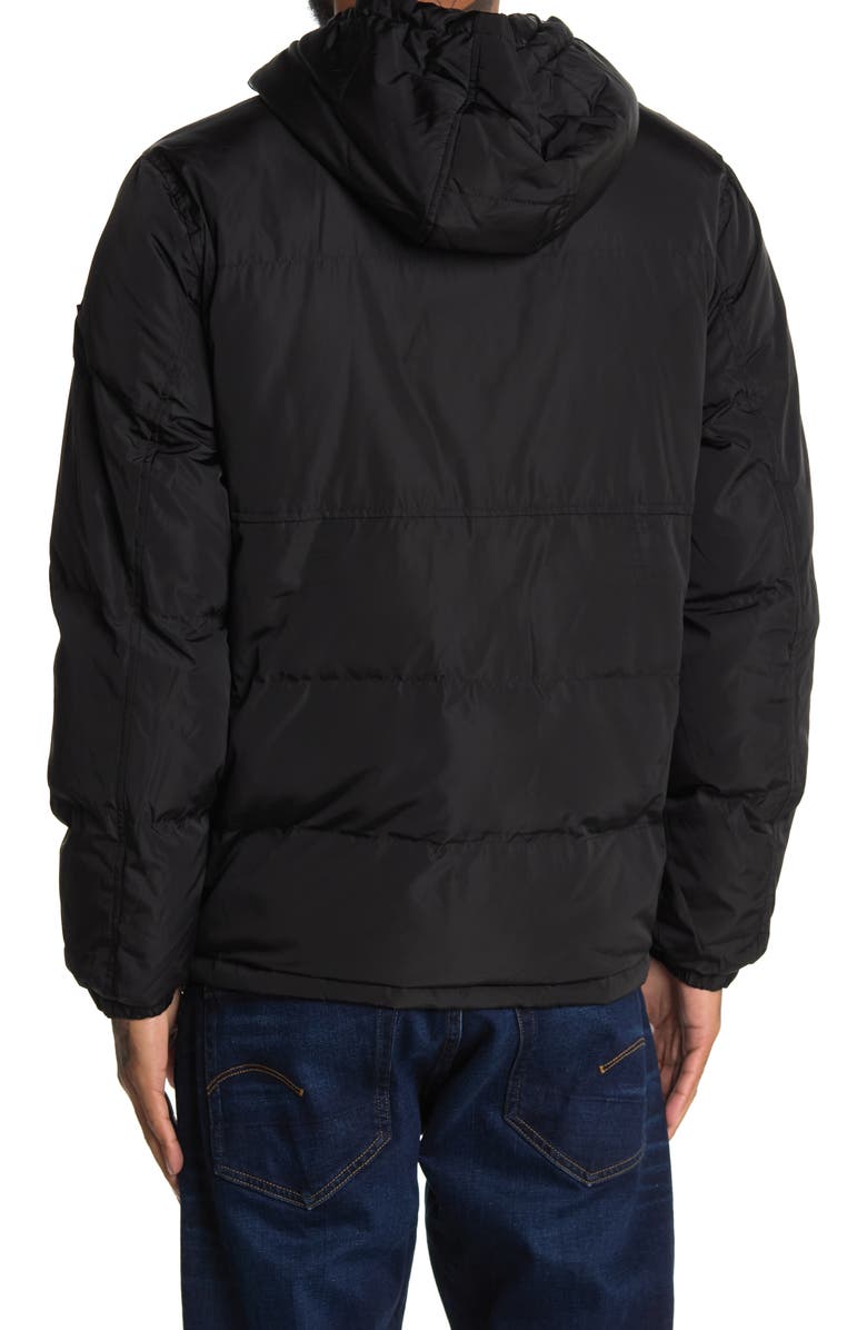 GUESS Logo Print Half Zip Hooded Jacket, Alternate, color,