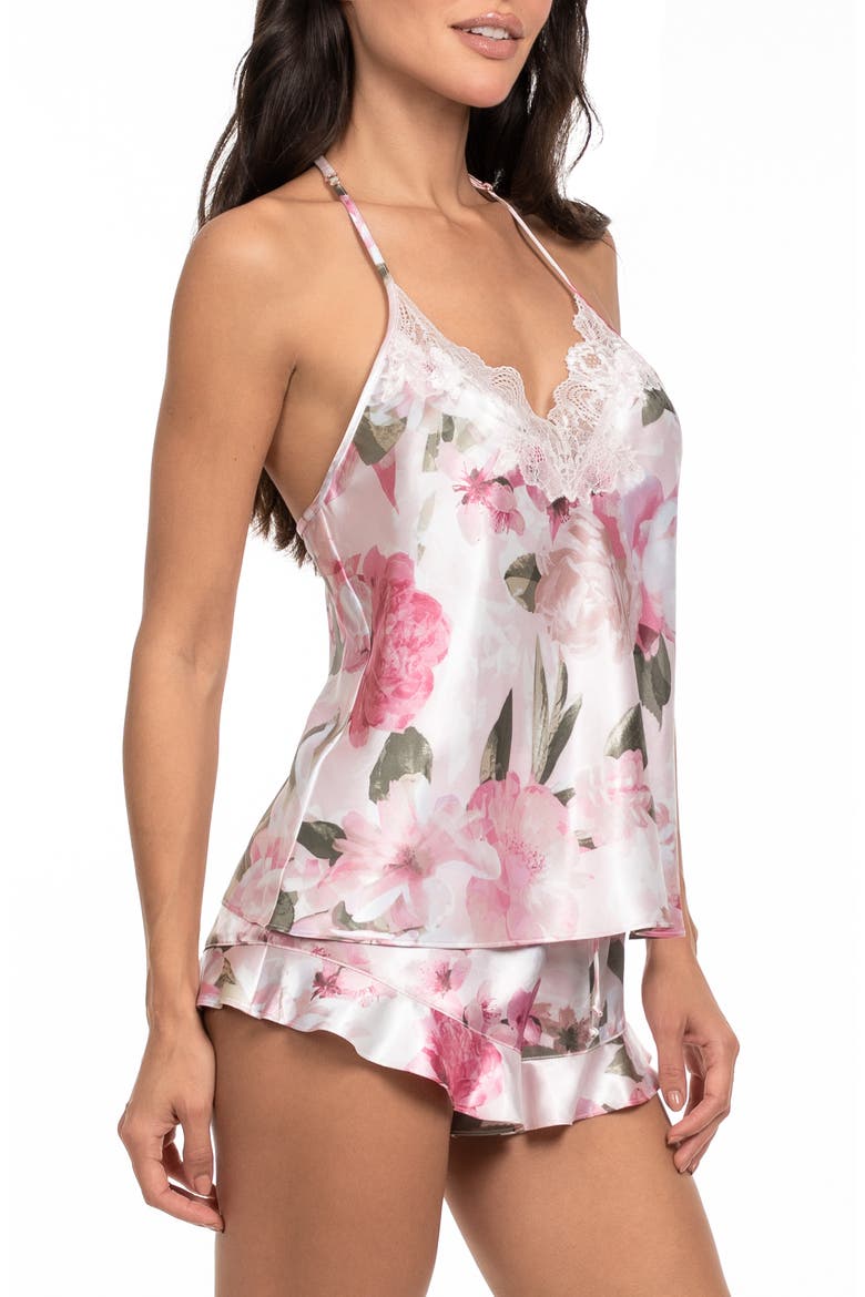 Jovie Lace Trim Satin Short Pajamas, Alternate, color, ROSEWATER