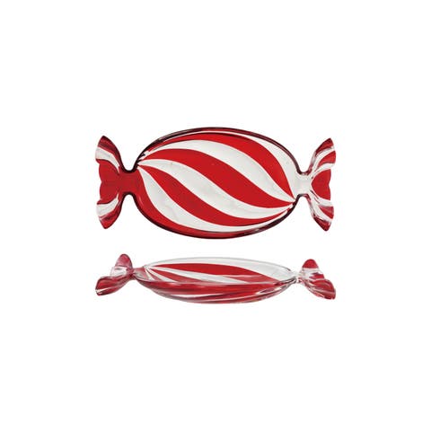 Hand-Painted Glass Candy Dish with Whimsical Stripes
