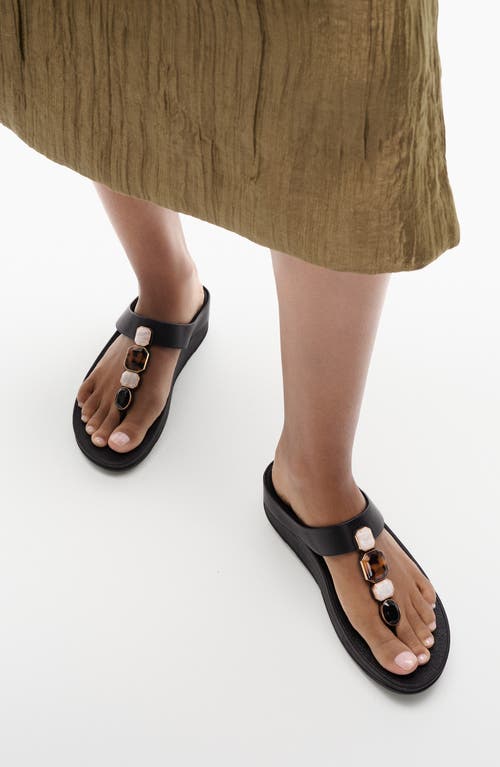 Fitflop Fino Multistone Flip Flop In All Black