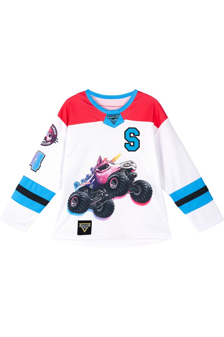 Long Sleeve Hockey Jersey Shirt, Main, color, Sparkle Smash White