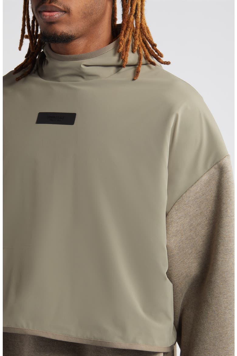 Fleece & Nylon Hoodie, Alternate, color, DUST / HEATHER GREY