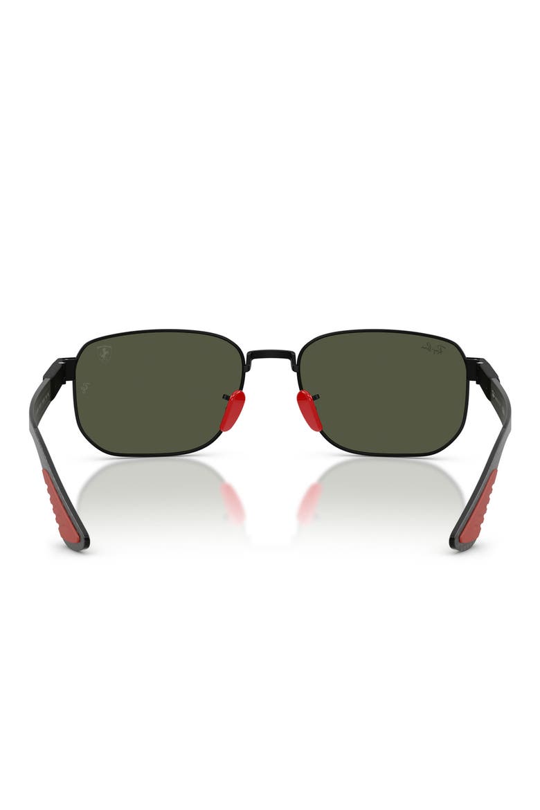 59mm Ferrari Irregular Sunglasses, Alternate, color, MATTE BLACK / GREEN