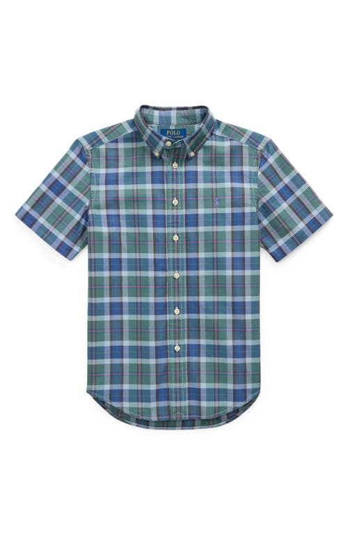 Polo Ralph Lauren Kids' Short Sleeve Plaid Cotton Button-down Oxford Shirt