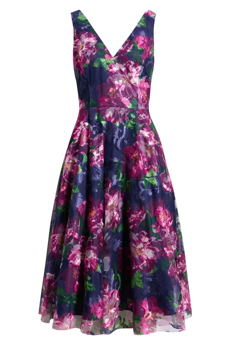 Floral Print Sleeveless Fit & Flare Cocktail Dress, Alternate, color, NAVY MULTI