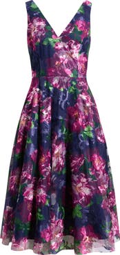 Eliza J Floral Print Sleeveless Fit & Flare Cocktail Dress