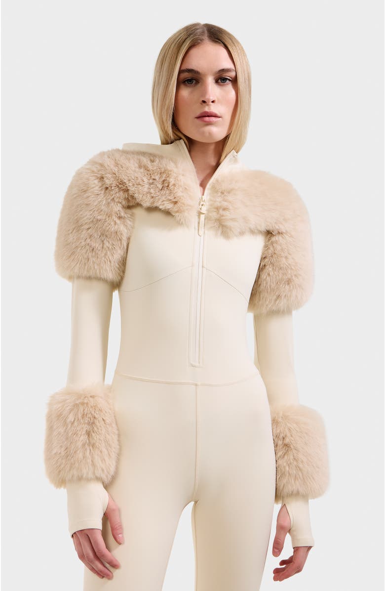 Rudsak Myla Catsuit with Faux Fur, Alternate, color, Vanilla