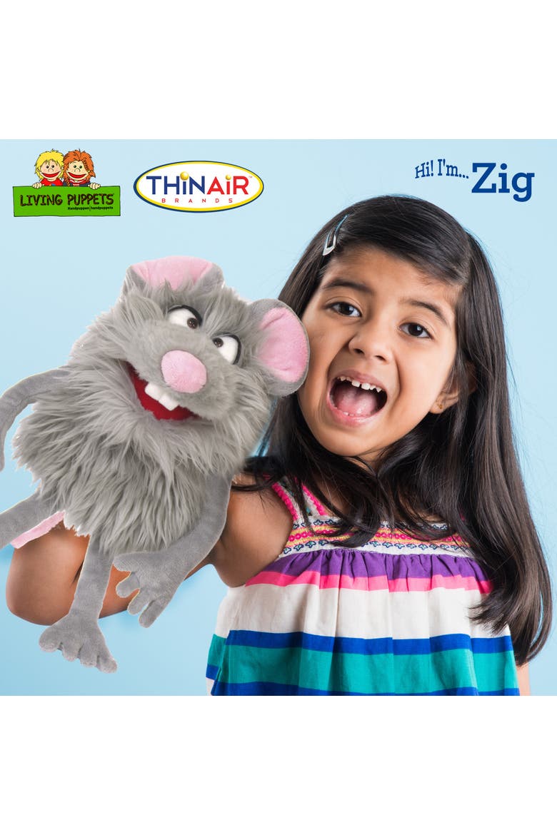 Zig The Grey Friendly Monster 14 Inch Plush Hand Puppet, Alternate, color, Gray