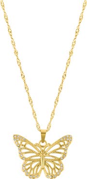 Adornia Pavé CZ Butterfly Water Resistant Pendant Necklace