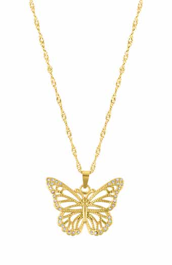 Adornia Pavé CZ Butterfly Water Resistant Pendant Necklace
