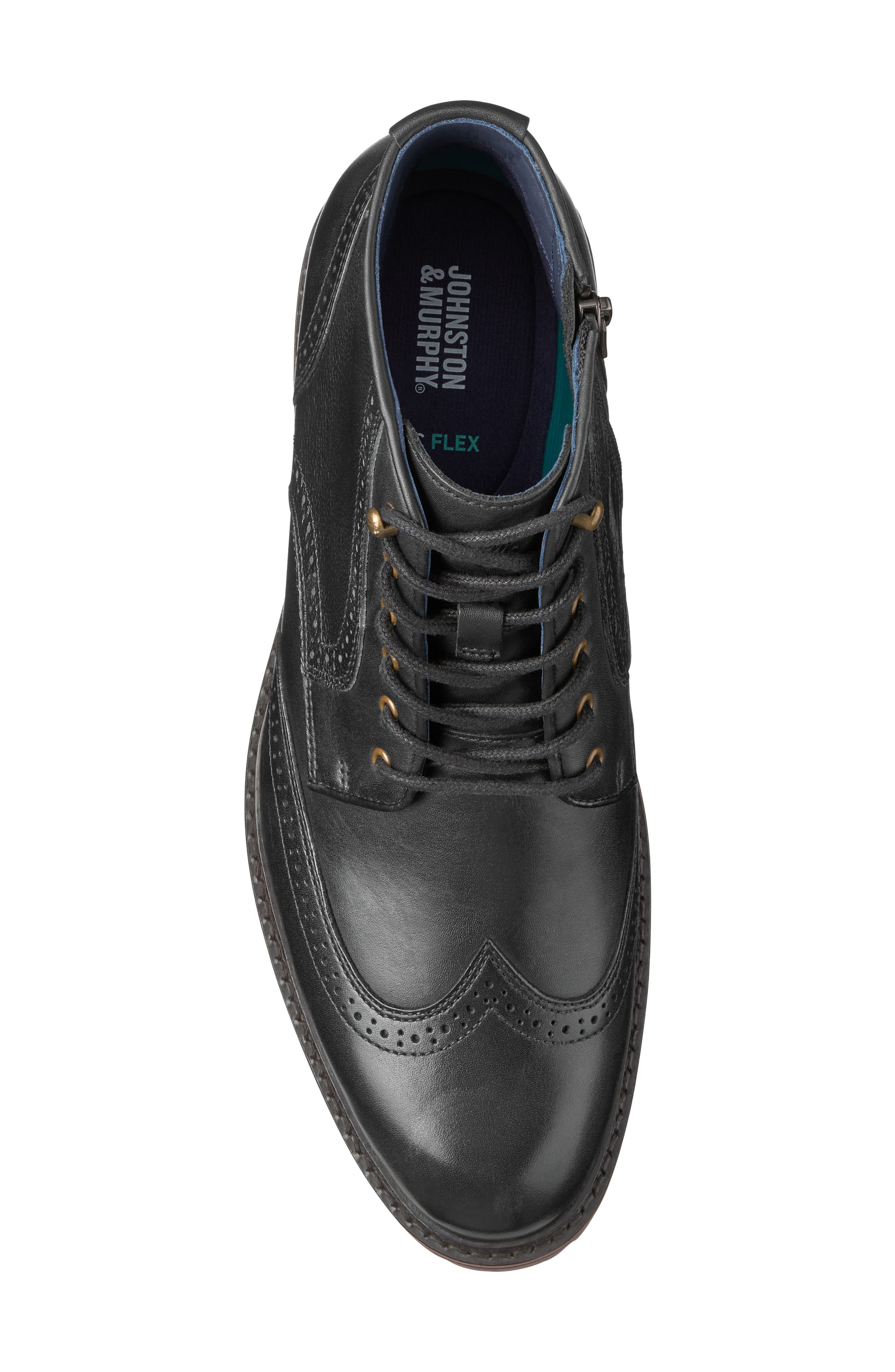 XCFlex® Cade Wingtip Boot, Alternate, color, BLACK HAND-FINISHED FULL GRAIN