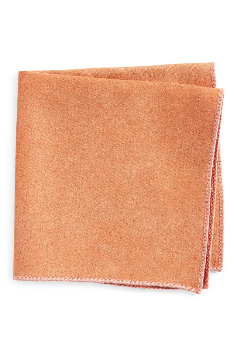 Dachsund Solid Cotton Pocket Square, Main, color, BROWN
