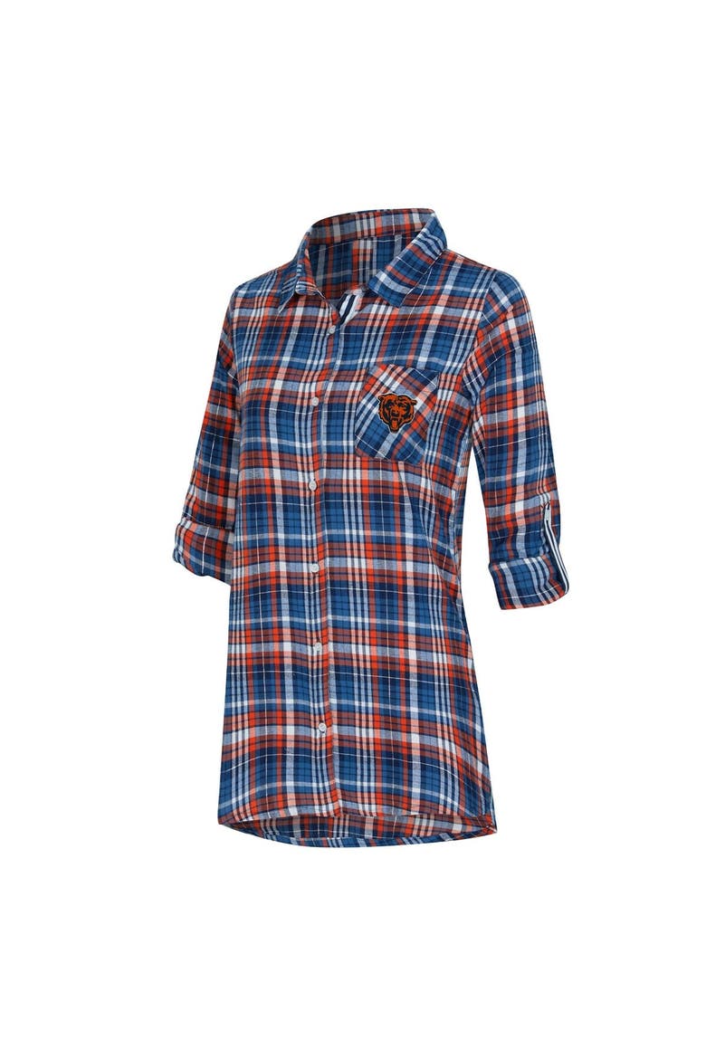 Women's Concepts Sport Navy Chicago Bears Laney Plaid Tri-Blend Full-Button Nightshirt, Alternate, color, Navy