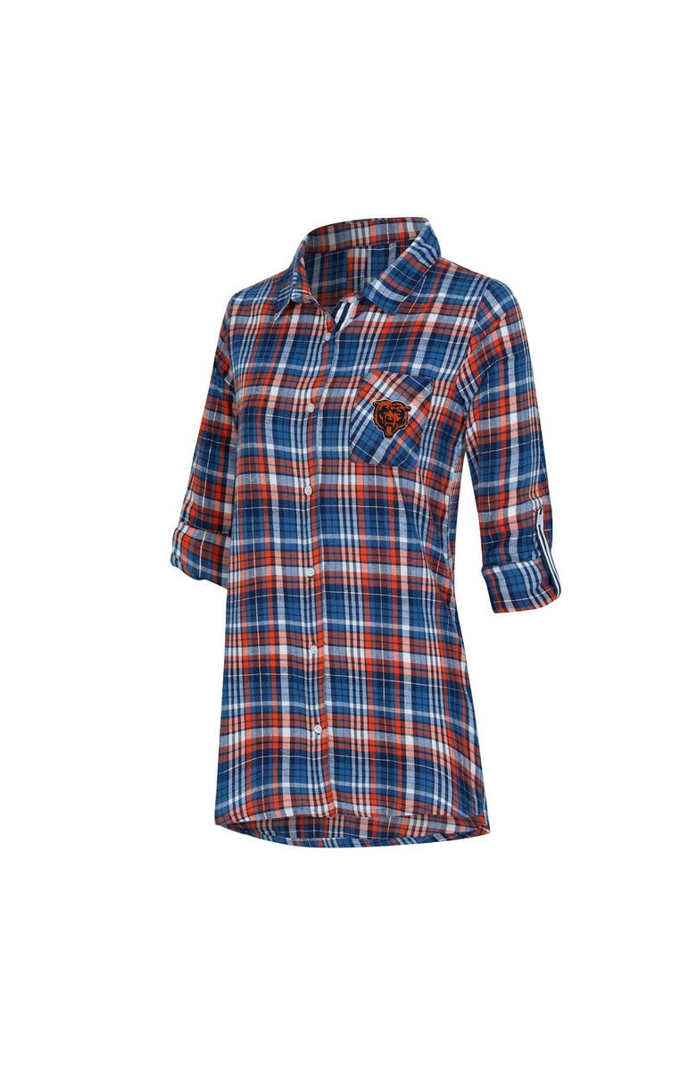 CONCEPTS SPORT Women's Concepts Sport Navy Chicago Bears Laney Plaid Tri-Blend Full-Button Nightshirt, Alternate, color, Navy