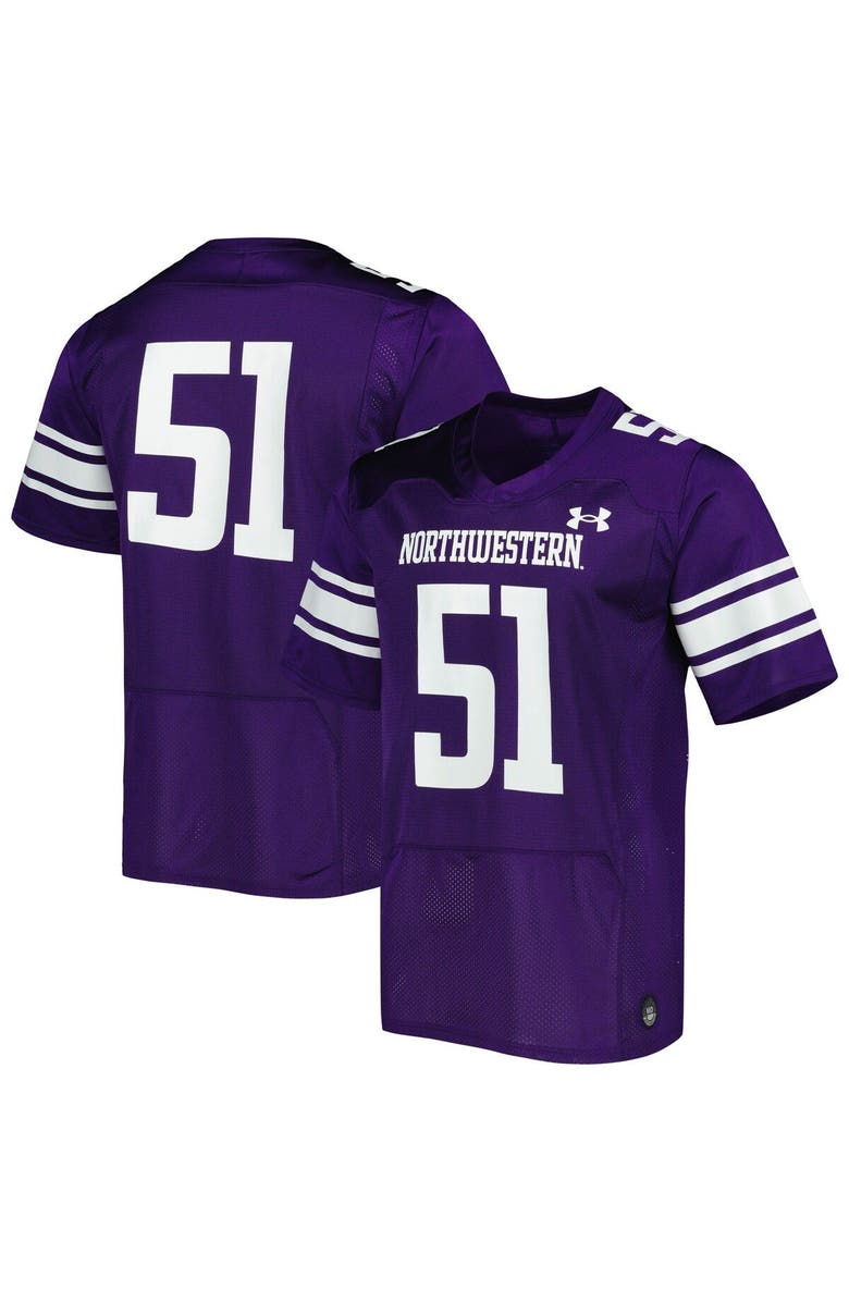 Under Armour Men's Under Armour #51 Purple Northwestern Wildcats Team Wordmark Replica Football Jersey, Main, color, 