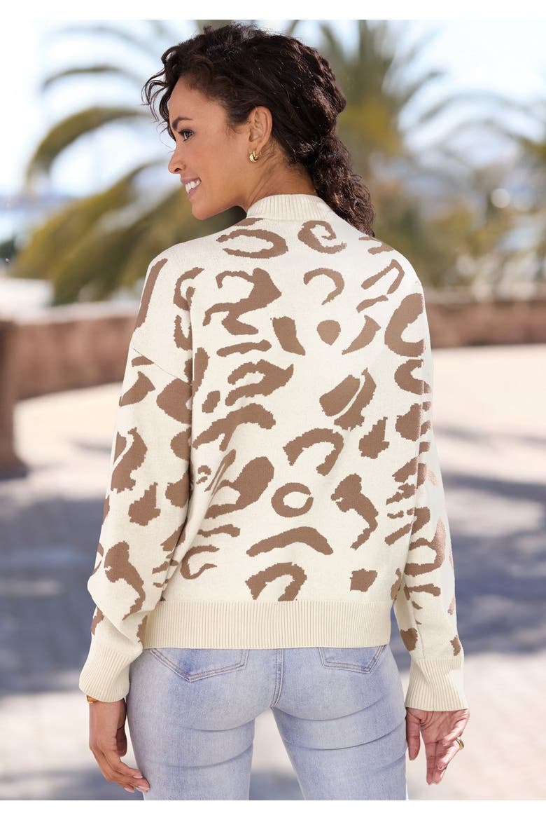 Leopard Print Sweater, Alternate, color, Ivory Camel
